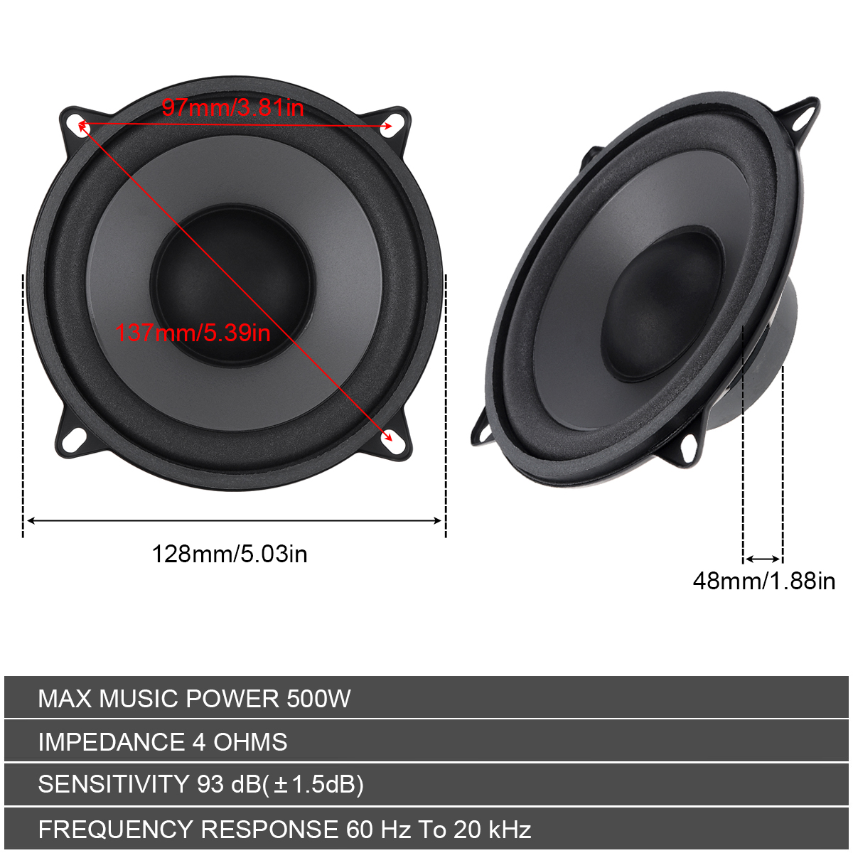 5-calowy 400W / 500W 2-drożny  – Audio Universal Music recenzja i cena